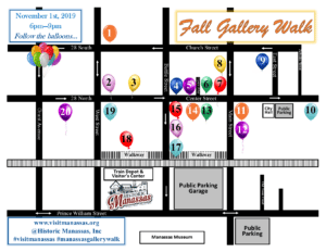 Map of Participating merchants for the fall gallery walk 2019