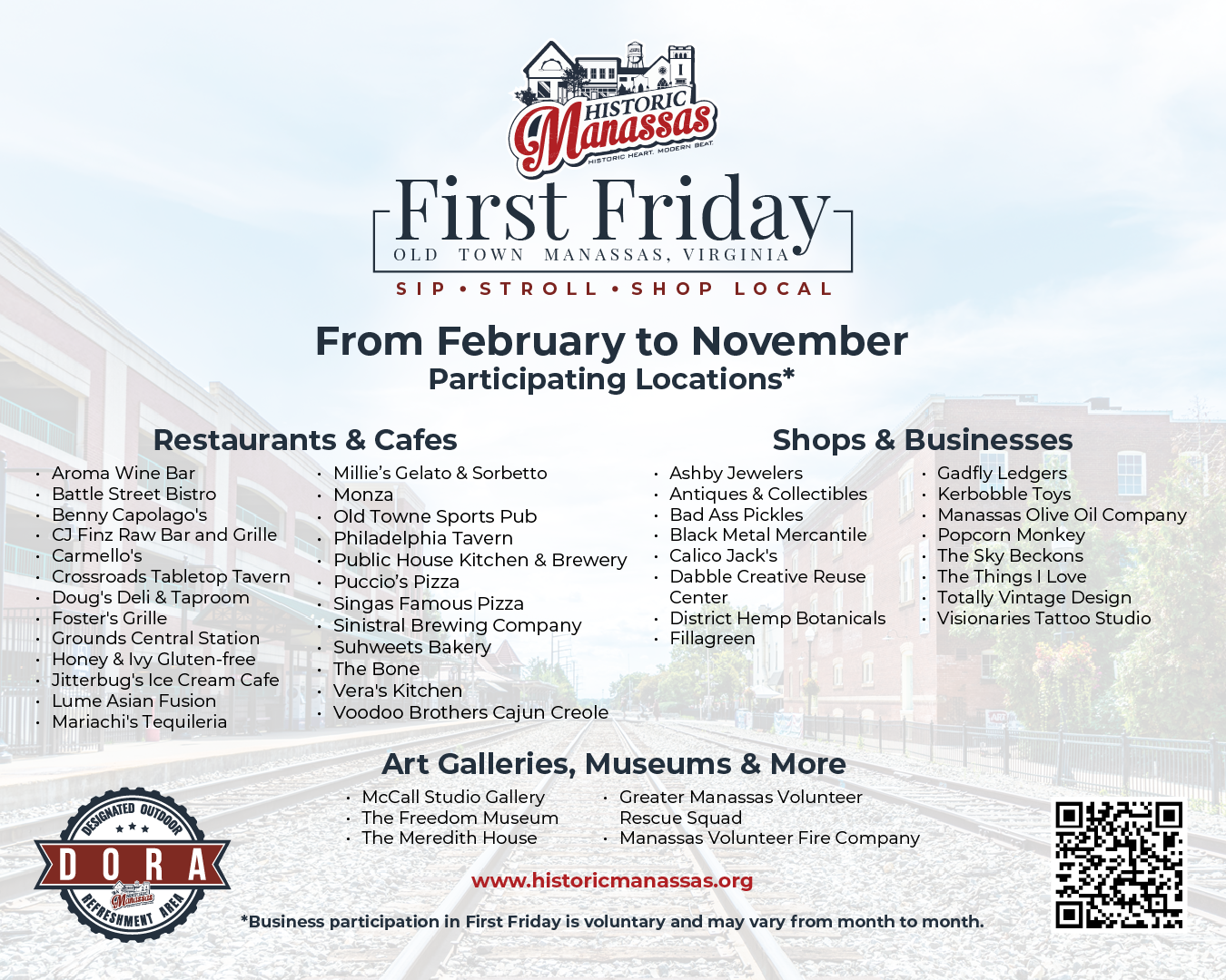Old Town Manassas First Friday Participating Businesses